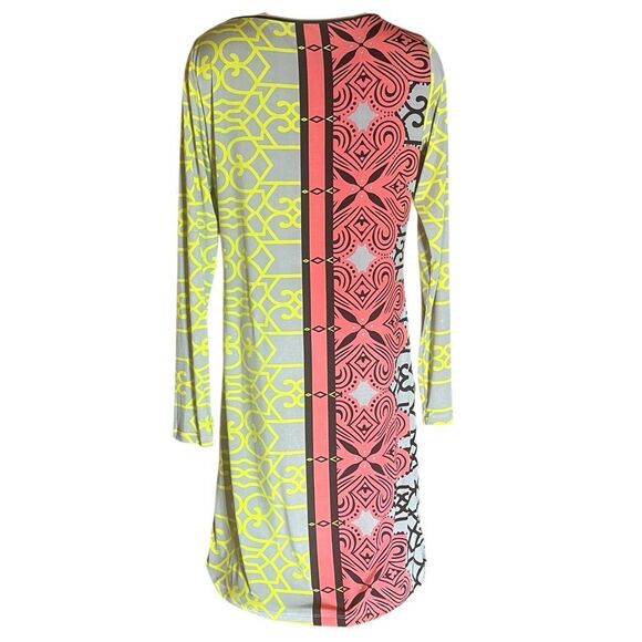 Analili Multicolor Long Sleeve Retro Style Print Dress Sz XL - Picture 3 of 6